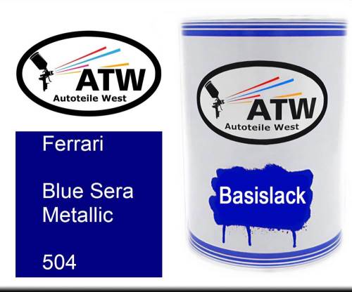 Ferrari, Blue Sera Metallic, 504: 500ml Lackdose, von ATW Autoteile West.